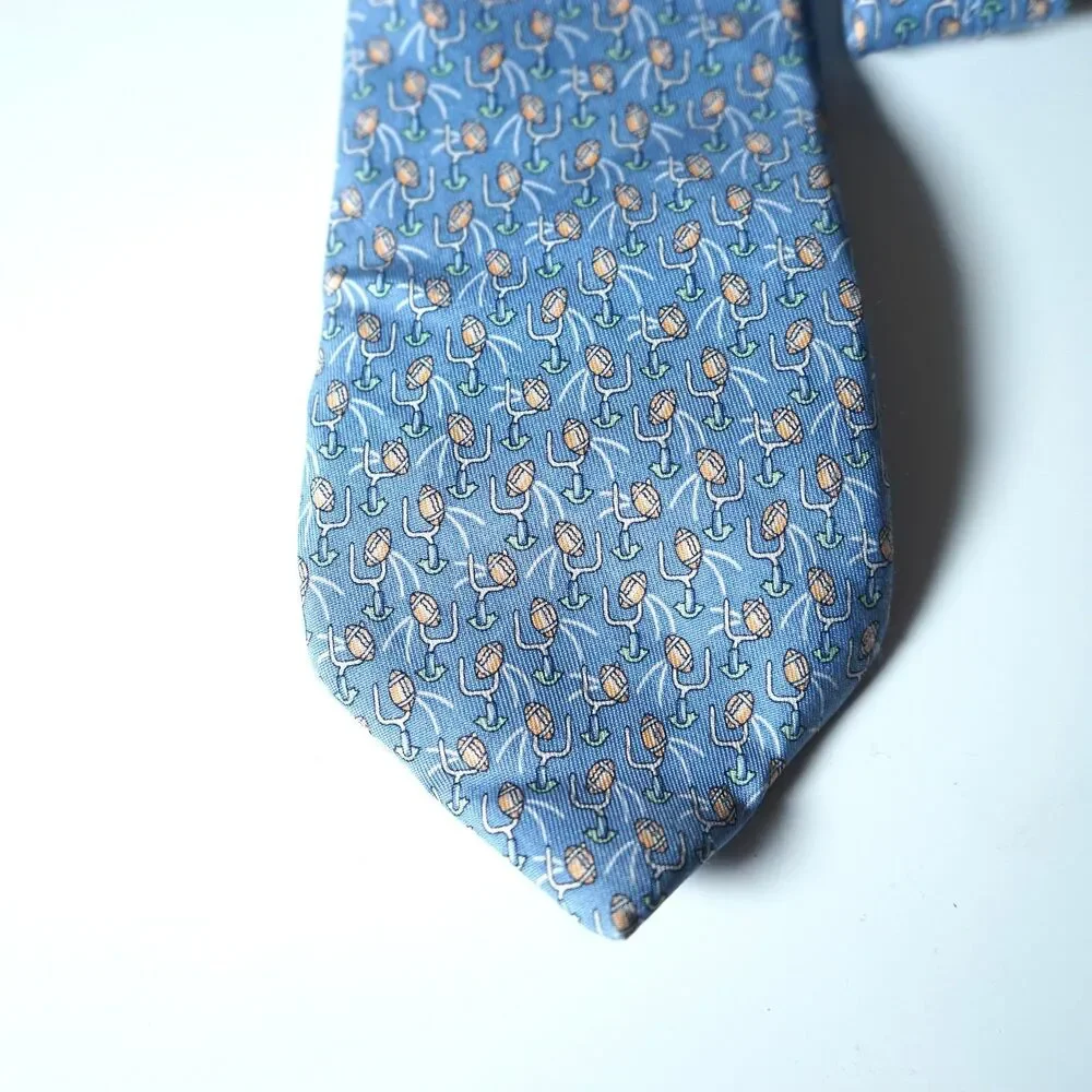 Vineyard Vines Neck Tie Blue Football Goalposts Field Goal Pattern Kids Short